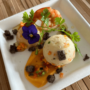 plateau repas avec filet de cabillaud et fenouil